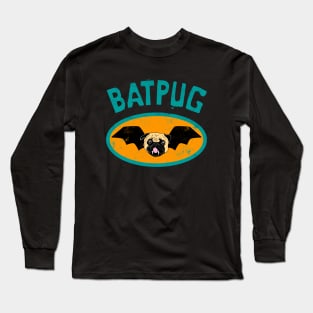 Batpug Halloween Retro Long Sleeve T-Shirt